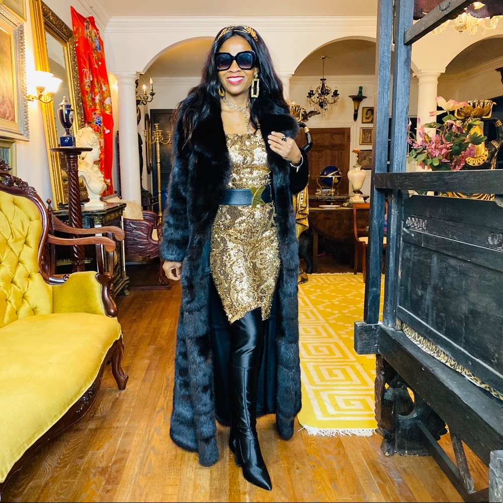 X long Full length real Russian Sable Fur Coat S-6